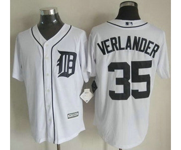 Detroit Tigers #35 Justin Verlander 2015 White With Navy Jersey