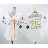 Houston Astros #35 Justin Verlander White Women 2018 Gold Program Cool Base Jersey