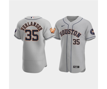 Men's Houston Astros #35 Justin Verlander Gray 60th Anniversary Flex Base Stitched Baseball Jersey