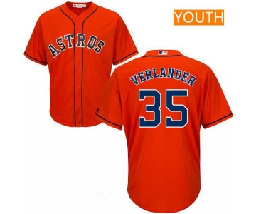 Youth Houston Astros #35 Justin Verlander Orange Stitched MLB Majestic Cool Base Jersey