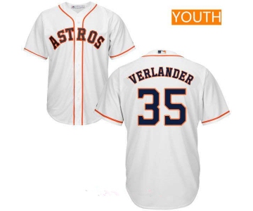 Youth Houston Astros #35 Justin Verlander White Home Stitched MLB Majestic Cool Base Jersey