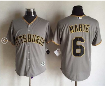 Men's Pittsburgh Pirates #6 Starling Marte Away Gray 2015 MLB Cool Base Jersey