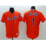 Men New York Mets 1 Wilson Orange Elite 2021 MLB Jerseys