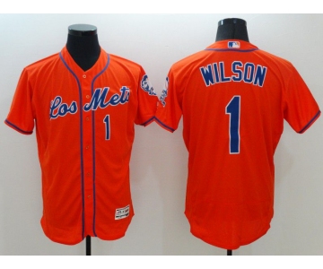 Men New York Mets 1 Wilson Orange Elite 2021 MLB Jerseys