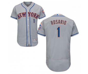 Men's New York Mets #1 Amed Rosario Authentic Majestic Flex Base Road Collection Gray Jersey