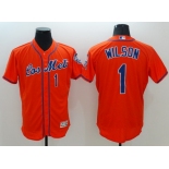 Men's New York Mets #1 Mookie Wilson Retired Los Orange 2016 Flexbase Majestic Baseball Jersey