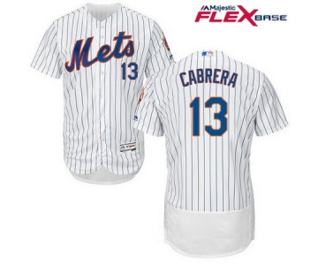 Men's New York Mets #13 Asdrubal Cabrera White Home Stitched MLB Majestic Flex Base Jersey