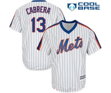 Men's New York Mets #13 Asdrubal Cabrera White Pullover Stitched MLB Majestic Cool Base Jersey