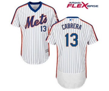 Men's New York Mets #13 Asdrubal Cabrera White Pullover Stitched MLB Majestic Flex Base Jersey