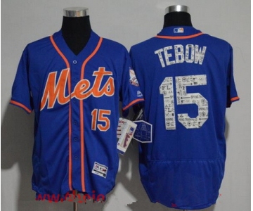 Men's New York Mets #15 Tim Tebow Royal Blue 2017 Spring Training Stitched MLB Majestic Flex Base Jersey