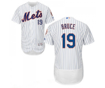 Men's New York Mets #19 Jay Bruce White Home 2016 Flex Base Majestic MLB Stitched Jersey