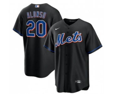 Men's New York Mets #20 Pete Alonso Black 2022 Cool Base Stitched Baseball Jersey