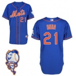 Men's New York Mets #21 Lucas Duda Blue Jersey W/2015 Mr. Met Patch