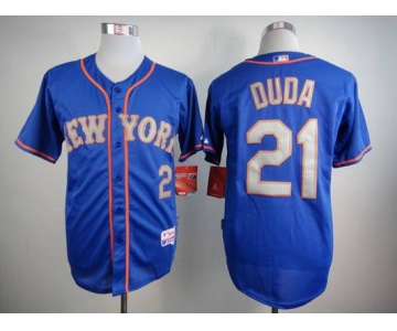 Men's New York Mets #21 Lucas Duda Blue With Gray Jersey