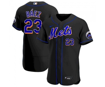 Men's New York Mets #23 Javier Baez Black Anthentic Nike Jersey
