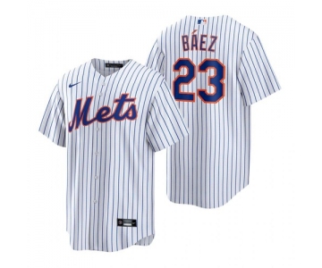 Men's New York Mets #23 Javier Baez White Replica Home Nike Jersey
