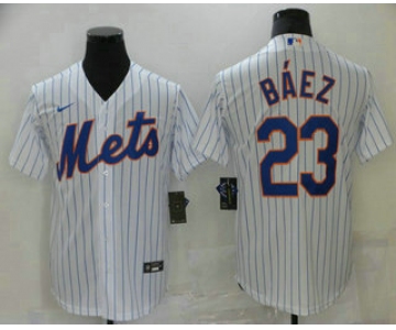 Men's New York Mets #23 Javier Baez White Stitched MLB Cool Base Nike Jersey