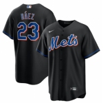 Men's New York Mets #23 Javier Báez Black 2022 Cool Base Stitched Baseball Jersey