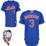 Men's New York Mets #3 Curtis Granderson Blue Jersey W/2015 Mr. Met Patch