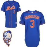 Men's New York Mets #3 Curtis Granderson Blue Jersey W/2015 Mr. Met Patch