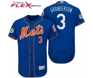 Men's New York Mets #3 Curtis Granderson Royal Blue 2017 Spring Training Stitched MLB Majestic Flex Base Jersey