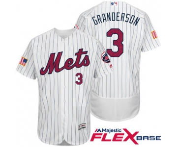 Men's New York Mets #3 Curtis Granderson White Stars & Stripes Fashion Independence Day Stitched MLB Majestic Flex Base Jersey