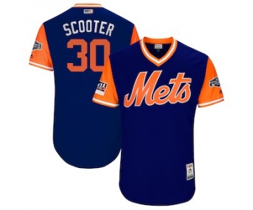 Men's New York Mets 30 Michael Conforto Scooter Majestic Royal 2018 MLB Little League Classic Authentic Jersey