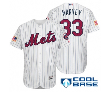 Men's New York Mets #33 Matt Harvey White Stars & Stripes Fashion Independence Day Stitched MLB Majestic Cool Base Jersey
