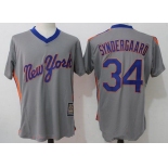 Men's New York Mets #34 Noah Syndergaard Gray Pullover Stitched MLB Majestic Cooperstown Collection Jersey