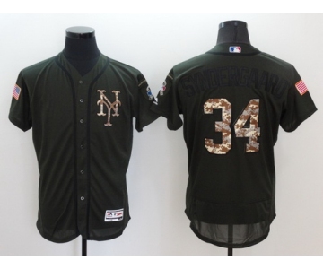 Men's New York Mets #34 Noah Syndergaard Green Salute to Service 2016 Flexbase Majestic Baseball Jersey
