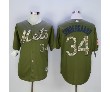 Men's New York Mets #34 Noah Syndergaard Green Salute to Service Cool Base Baseball Jersey