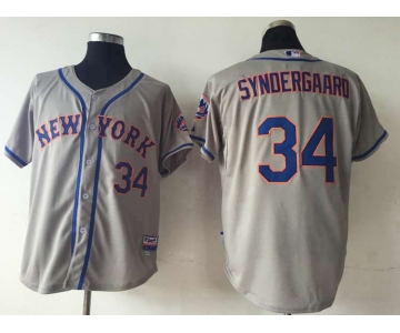 Men's New York Mets #34-Noah Syndergaard Grey Cool Base Jersey