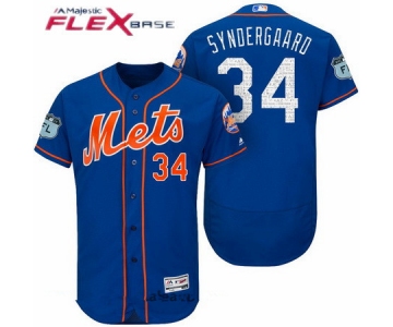 Men's New York Mets #34 Noah Syndergaard Royal Blue 2017 Spring Training Stitched MLB Majestic Flex Base Jersey