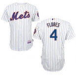 Men's New York Mets #4 Wilmer Flores Home White Pinstripe MLB Cool Base Jersey