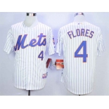 Men's New York Mets #4 Wilmer Flores White Cool Base Jersey