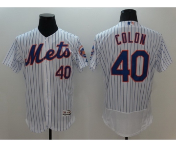 Men's New York Mets #40 Bartolo Colon White Pinstripe 2016 Flexbase Majestic Baseball Jersey