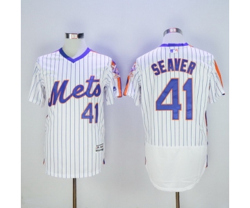 Men's New York Mets #41 Tom Seaver Retired White Pullover 2016 Flexbase Majestic Baseball Jersey