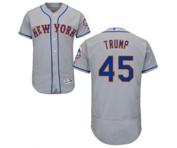 Men's New York Mets #45 Presidential Candidate Donald Trump Gray Jersey