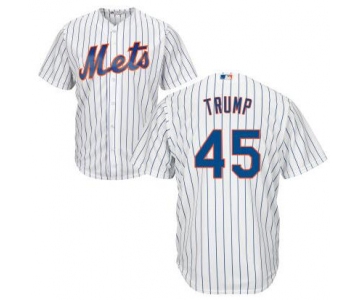 Men's New York Mets #45 Presidential Candidate Donald Trump White Jersey