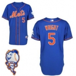Men's New York Mets #5 David Wright Blue Jersey W/2015 Mr. Met Patch