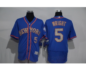 Men's New York Mets #5 David Wright Blue With Gray 2016 Flexbase Majestic Baseball Jersey