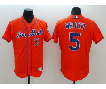 Men's New York Mets #5 David Wright Los Orange 2016 Flexbase Majestic Baseball Jersey