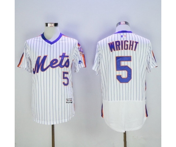 Men's New York Mets #5 David Wright White Pullover 2016 Flexbase Majestic Baseball Jersey