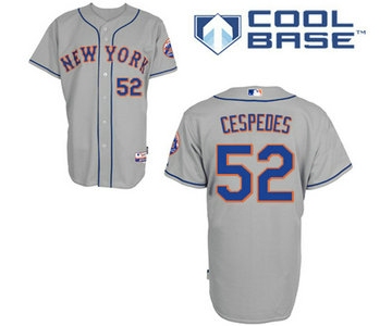 Men's New York Mets #52 Yoenis Cespedes Away Gray MLB Cool base Jersey