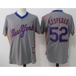 Men's New York Mets #52 Yoenis Cespedes Gray Pullover Stitched MLB Majestic Cooperstown Collection Jersey