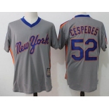 Men's New York Mets #52 Yoenis Cespedes Gray Pullover Stitched MLB Majestic Cooperstown Collection Jersey