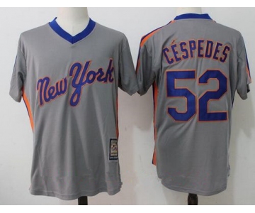 Men's New York Mets #52 Yoenis Cespedes Gray Pullover Stitched MLB Majestic Cooperstown Collection Jersey