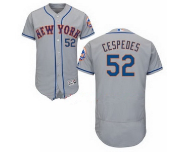 Men's New York Mets #52 Yoenis Cespedes Gray Road Stitched MLB Majestic Flex Base Jersey