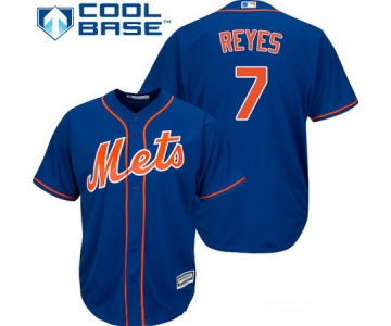 Men's New York Mets #7 Jose Reyes Royal Blue With Orange Stitched MLB Majestic Cool Base Jersey