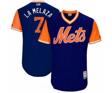 Men's New York Mets Jose Reyes La Melaza Majestic Royal 2017 Little League World Series Players Weekend Stitched Nickname Jersey